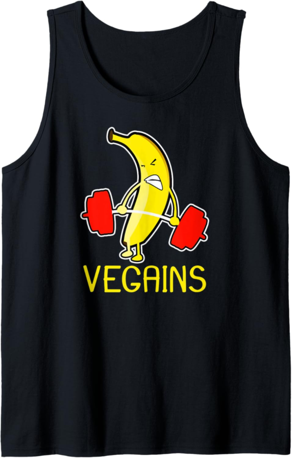 Vegan Athlete Design Banana Vegains Gift Tank Top - Image 2
